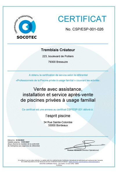 Certificat Socotec